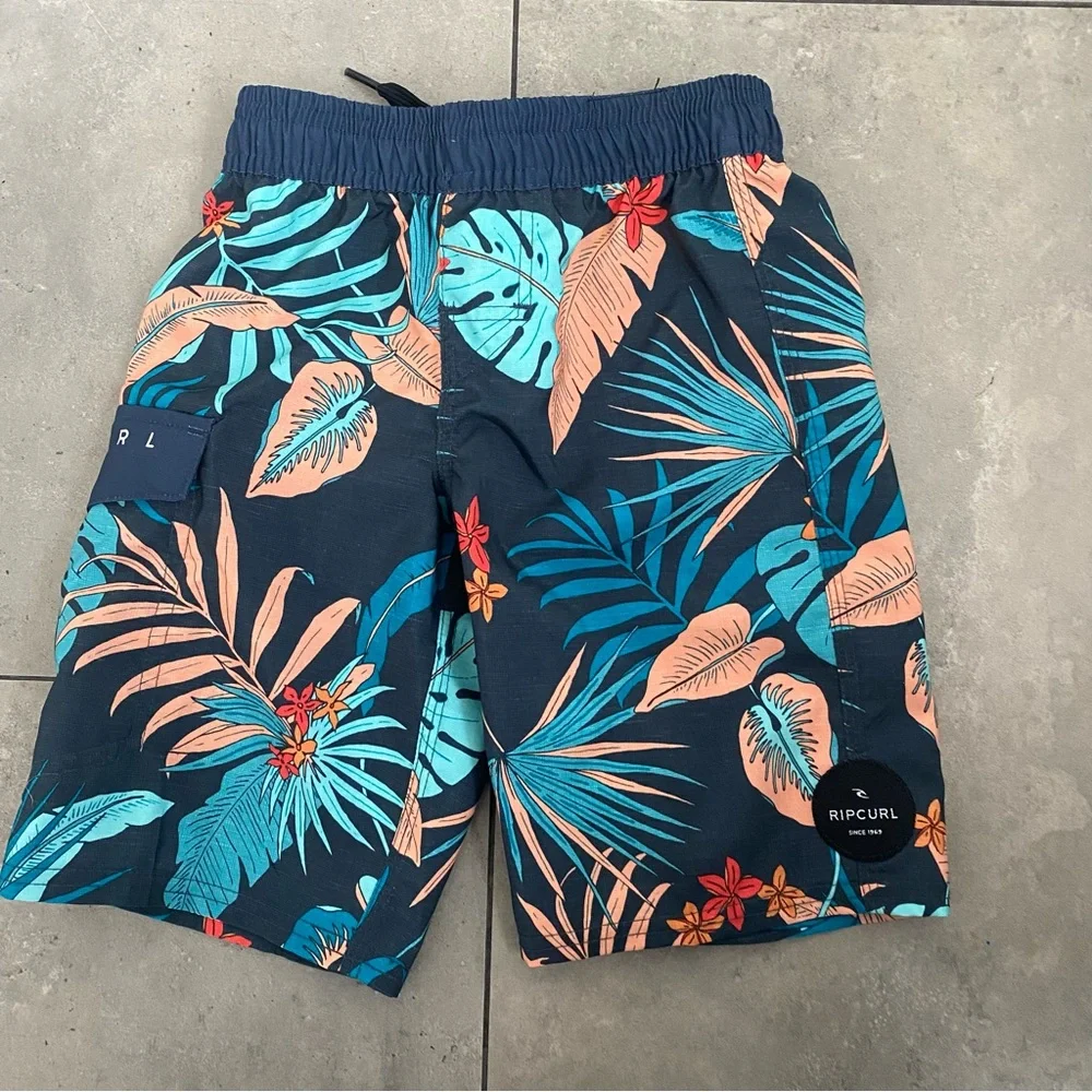 Boys Toddler Rip Curl leaf print swim trunks shorts size 2